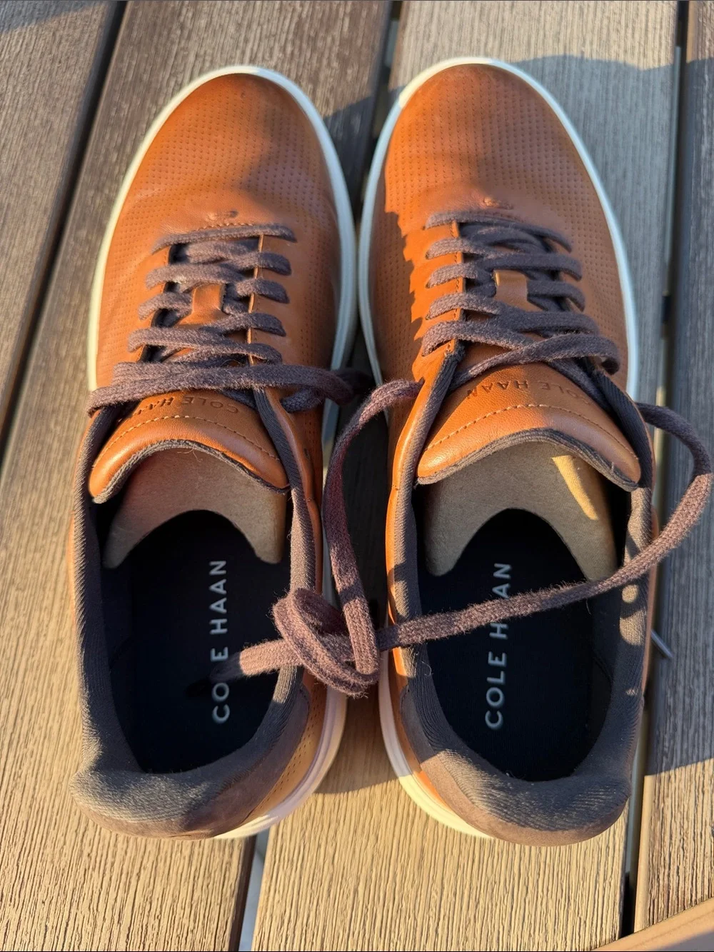 Like New Cole Haan Grand 360 Crosscourt Daily Laser Sneakers British Tan 11.5